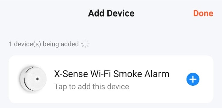 图雅App检测到X-Sense烟雾报警